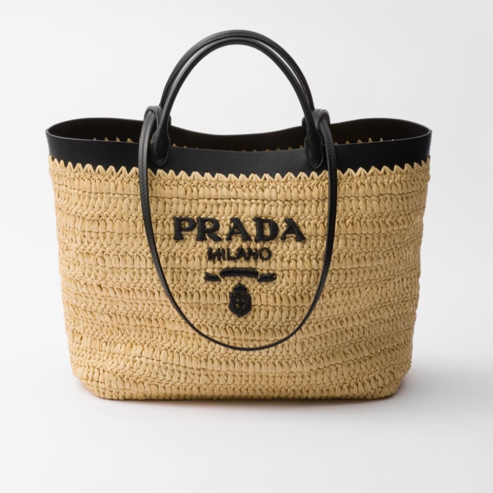 Prada Medium Crochet and Leather Tote Bag - Picture 1 of 12